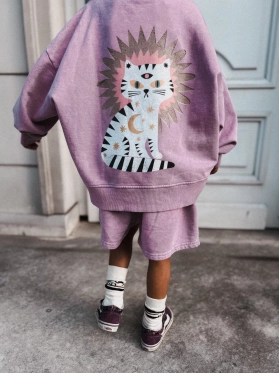 Bluza oversize Kitty Stars vintage lilac PREORDER
