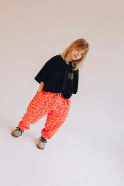 Baggy muślinowe pink leo kids owo x awake