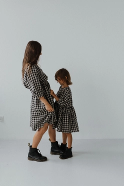 Sukienka lniana Sunny checkered kids owo x awake