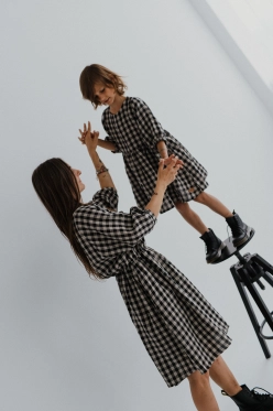 Sukienka lniana Sunny checkered owo x awake