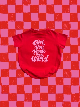 Body oversize GIRL YOU ROCK THE WORLD red