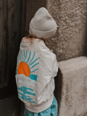 Bluza sweatshirt oversize Kids of Sun beige melange kids outlet
