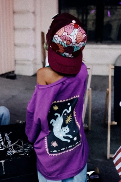 Koszulka oversize KITTY STARS purple kids outlet